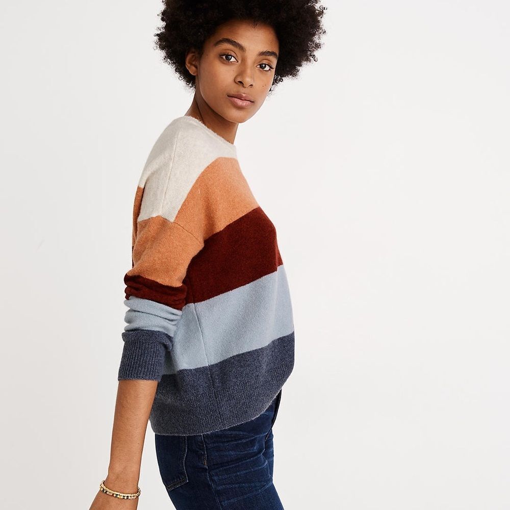 Madewell Crofton Striped Pullover Sweater in Coziest Yarn